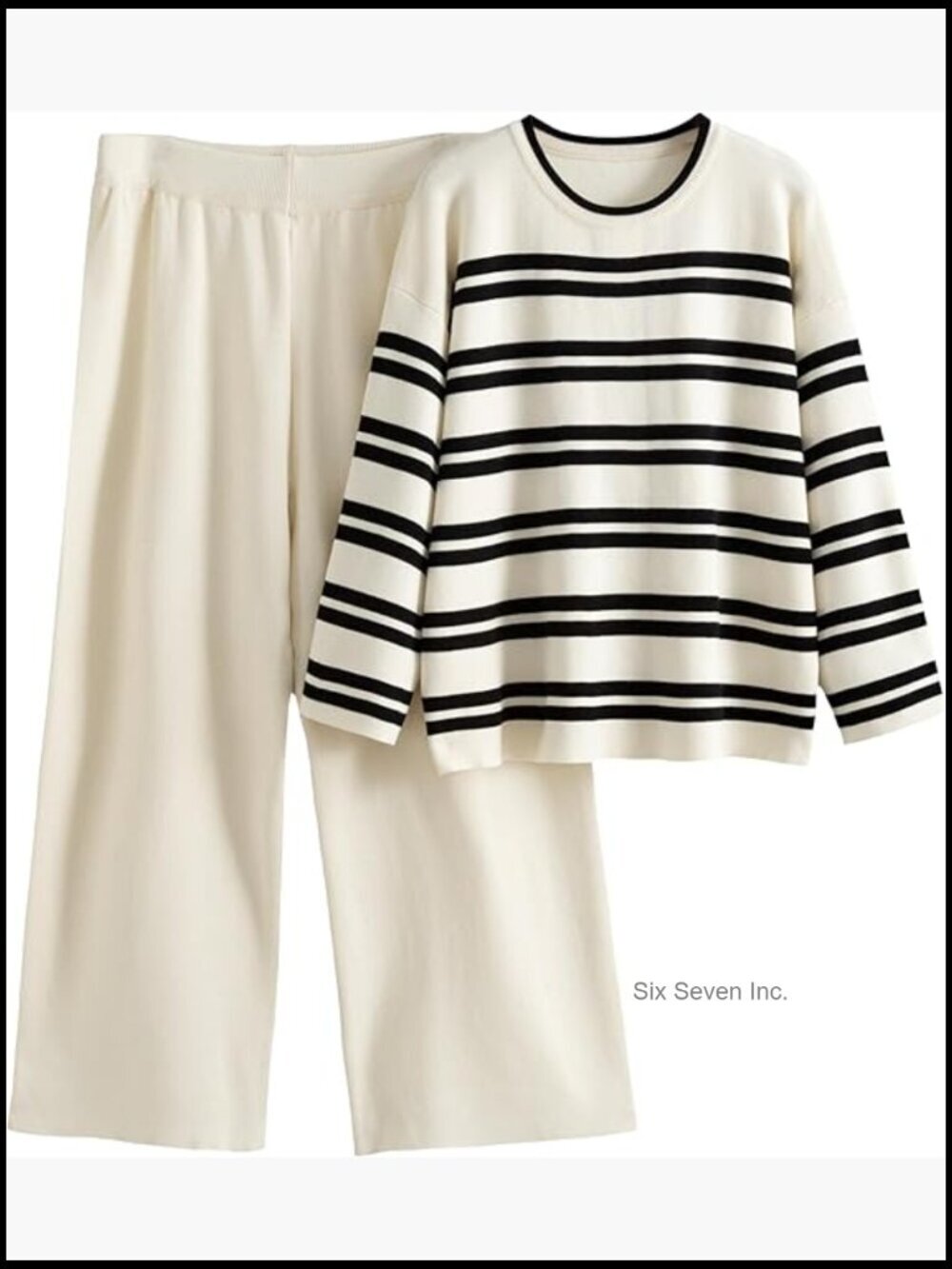 Striped Long Sleeve Top High Waist Wide Leg Pants Casual Loungewear Tracksuit